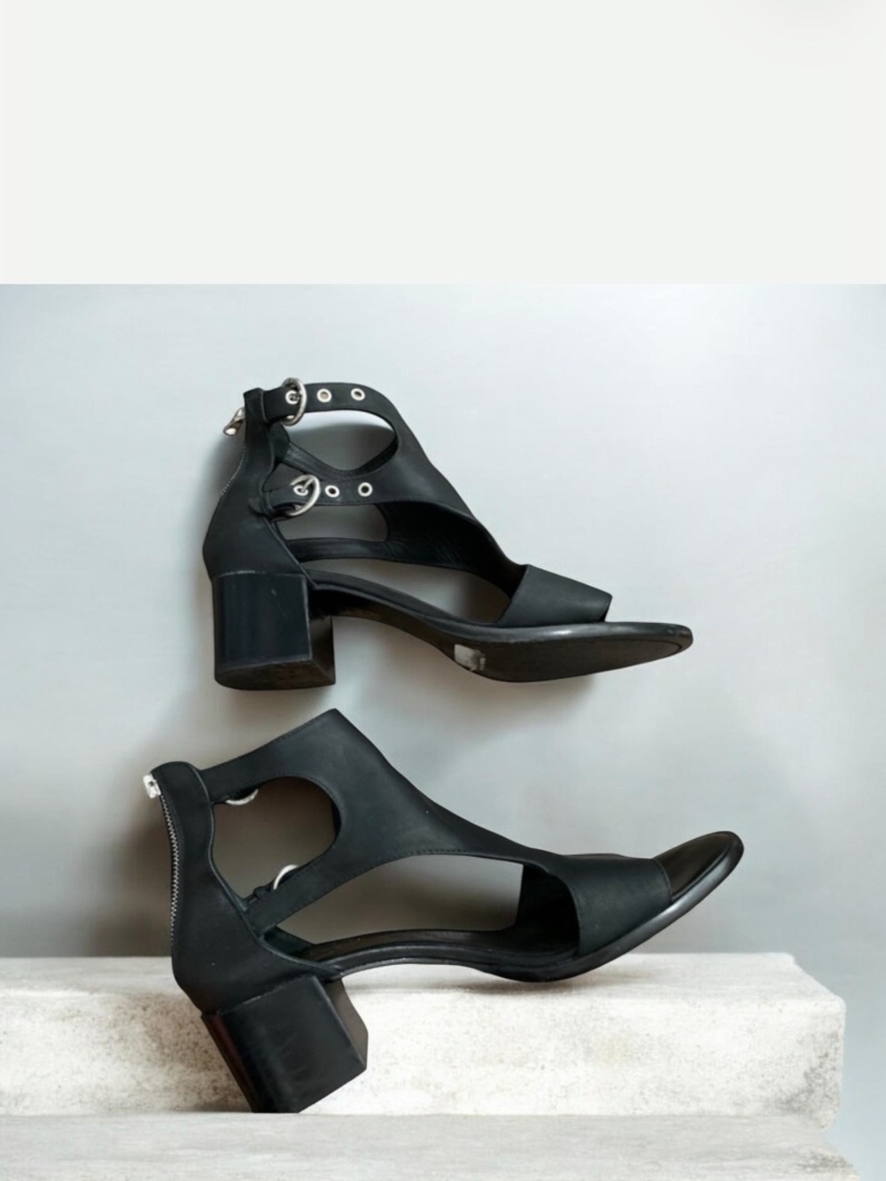 Rag Bone  N.York Italian Made Bloch Heels Ankle Wrap Sandals Size 40